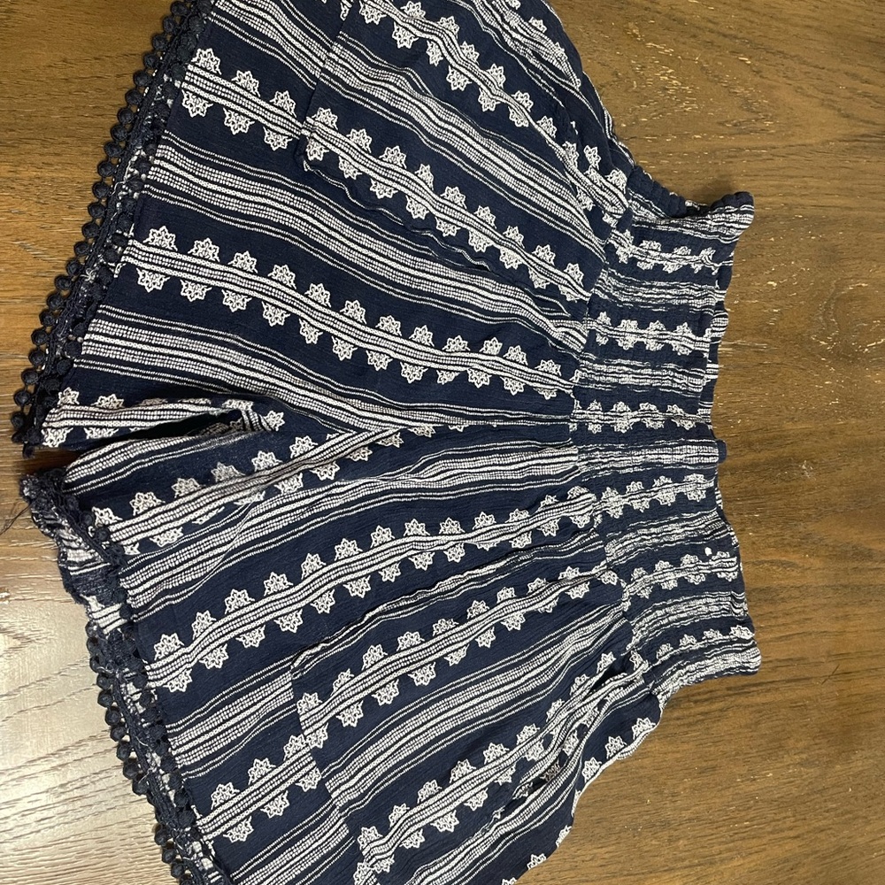 Navy and White Striped Shorts
